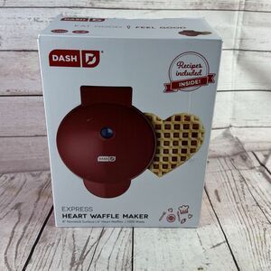 Dash Express Heart Waffle Maker Full Size Heart Shaped Waffles Red Nonstick
